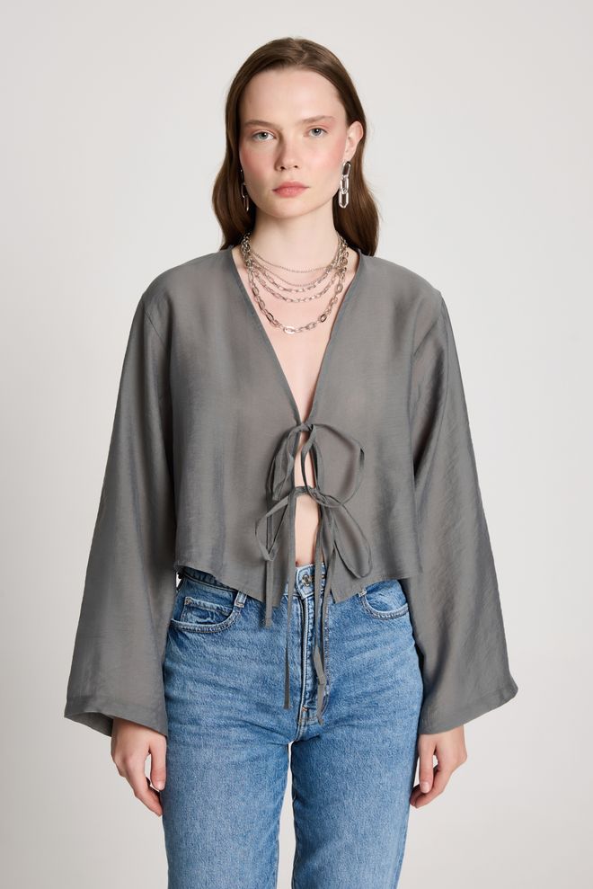 First Angels Grey Casual Elegant Boho Kimono Wholesale Clothing Boho