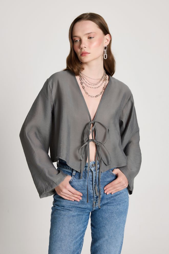 First Angels Grey Casual Elegant Boho Kimono Wholesale Clothing 5