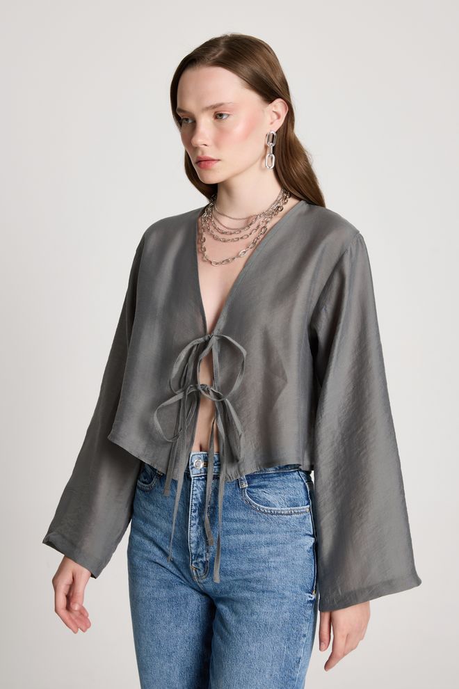 First Angels Grey Casual Elegant Boho Kimono Wholesale Clothing Work