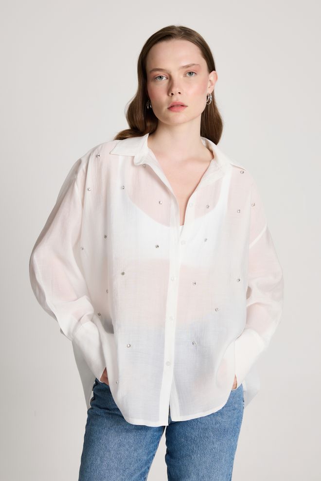 First Angels Белая Повседневная Элегантная Рубашка С Пуговицами И Длинным Рукавом Оптовая продажа одежды Повседневный