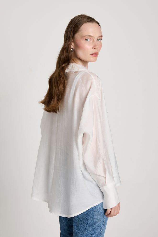 First Angels White Oversized Casual Elegant Shirt Wholesale Clothing Work