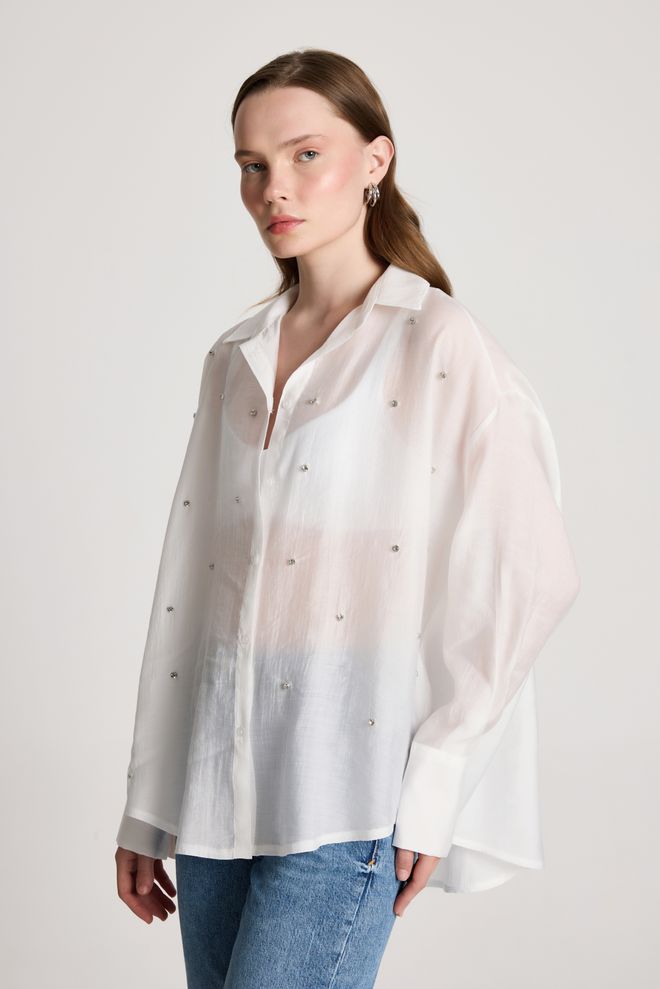 First Angels White Oversized Casual Elegant Shirt Wholesale Clothing Vintage