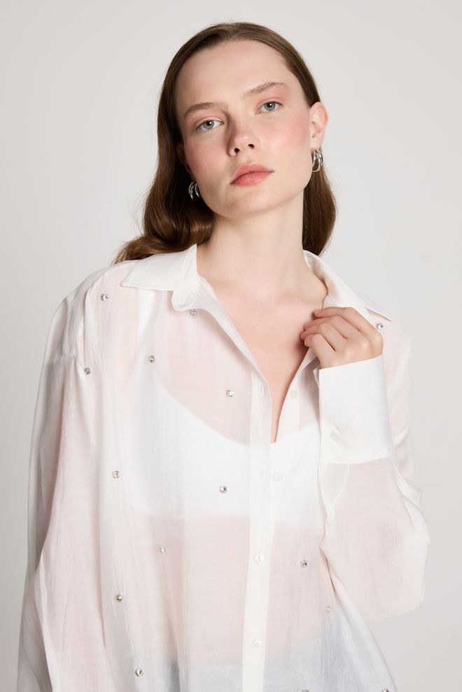 First Angels White Oversized Casual Elegant Shirt Wholesale Clothing Cocktail