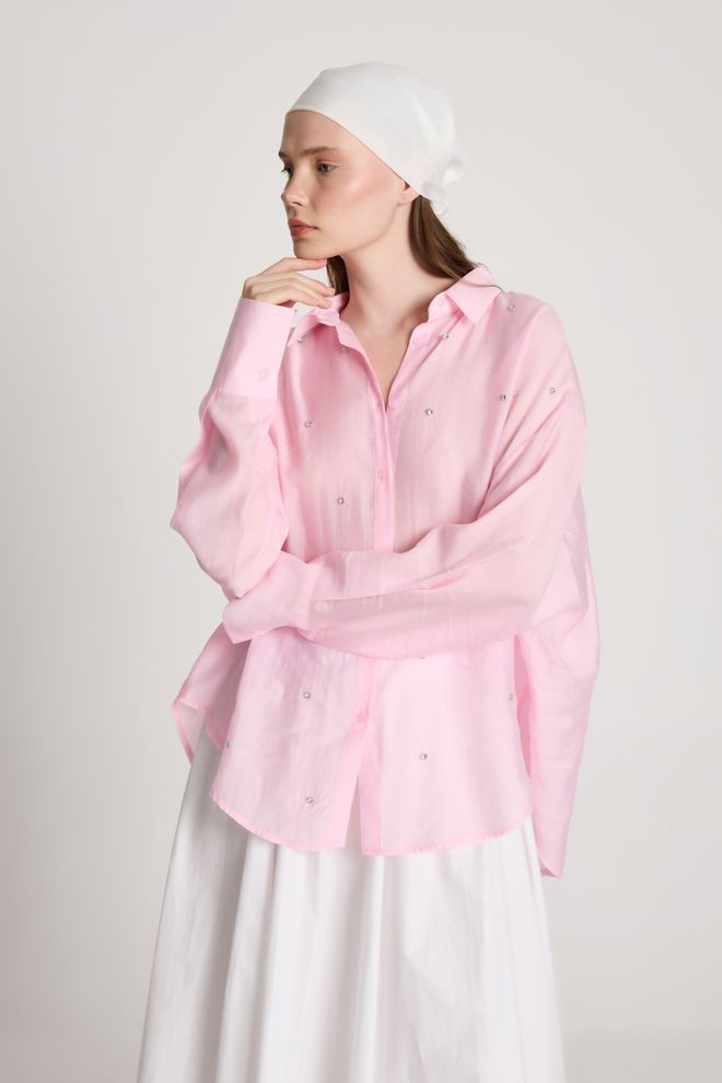 First Angels Chemise Rose Décontractée Élégante Glamour Modeste Vêtements en gros Décontracté
