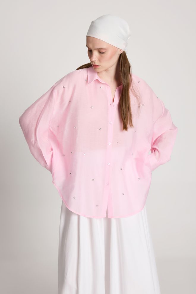 First Angels Pink Casual Elegant Glam Modest Shirt Wholesale Clothing Lounge