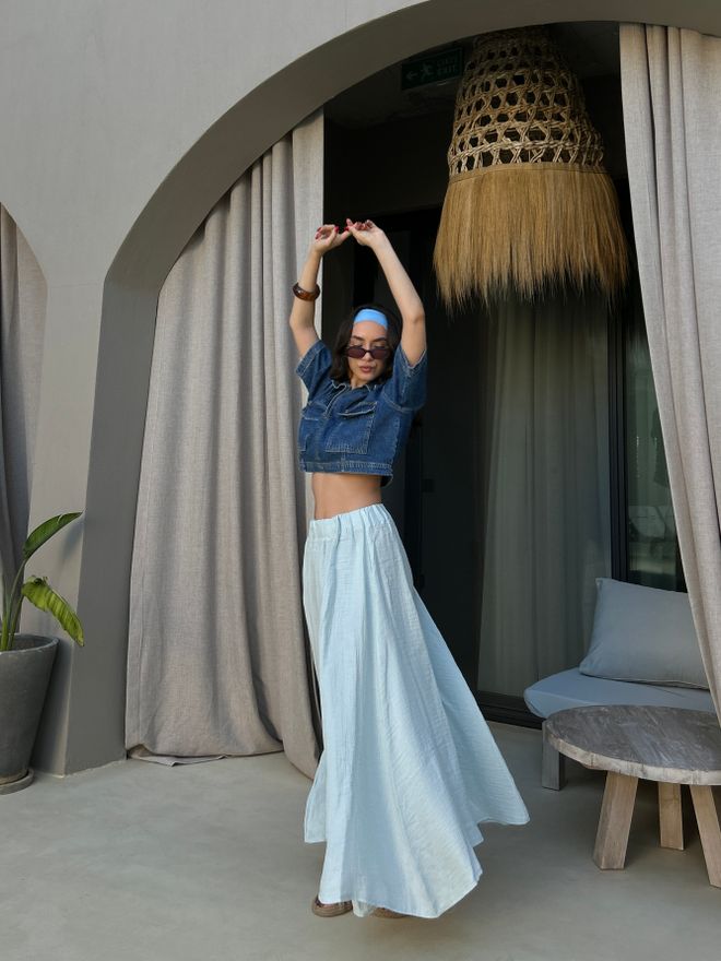 First Angels Gonna Maxi Blu Casual Boho Con Smocking Abbigliamento all'ingrosso Da spiaggia