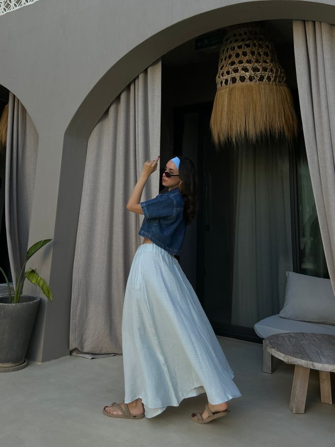 First Angels Gonna Maxi Blu Casual Boho Con Smocking Abbigliamento all'ingrosso Estate