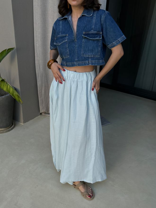 First Angels Gonna Maxi Blu Casual Boho Con Smocking Abbigliamento all'ingrosso Boho