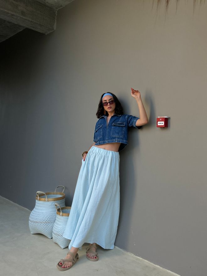 First Angels Gonna Maxi Blu Casual Boho Con Smocking Abbigliamento all'ingrosso 5