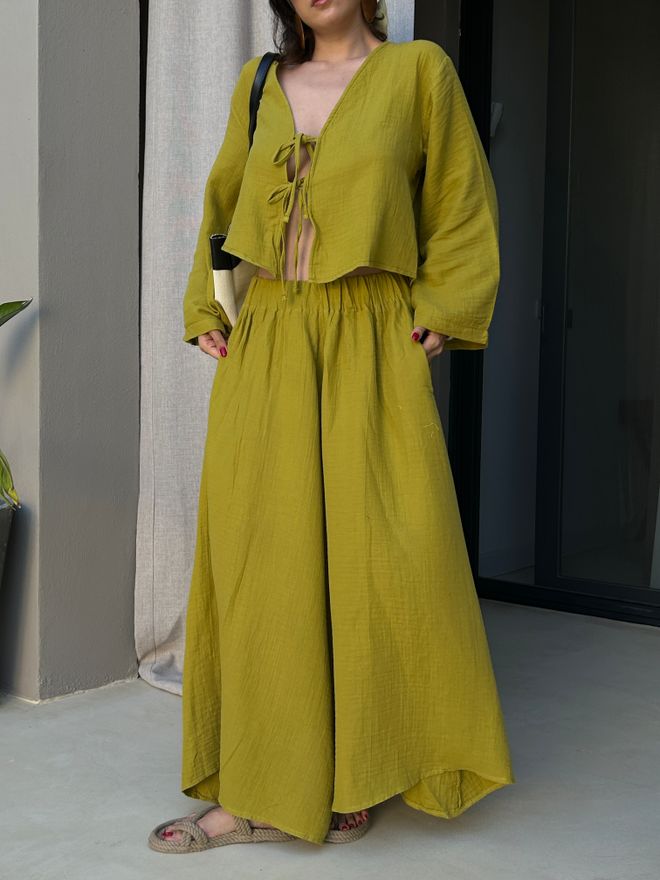 First Angels Žltá Boho Rozšírená Maxi Sukňa Stredný Pás Na Natiahnutie Veľkoobchod s oblečením Doma