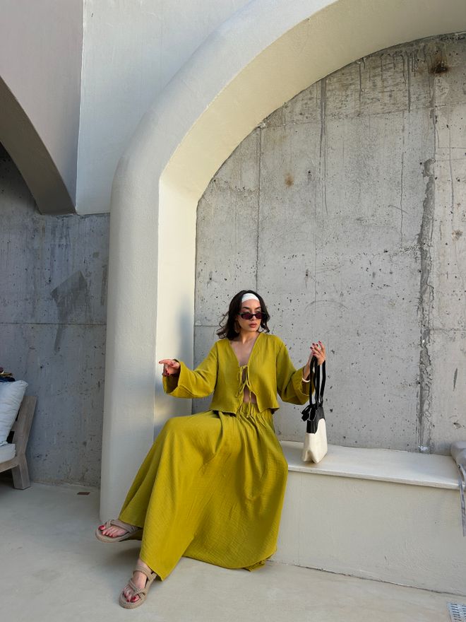 First Angels Žltá Boho Rozšírená Maxi Sukňa Stredný Pás Na Natiahnutie Veľkoobchod s oblečením 5