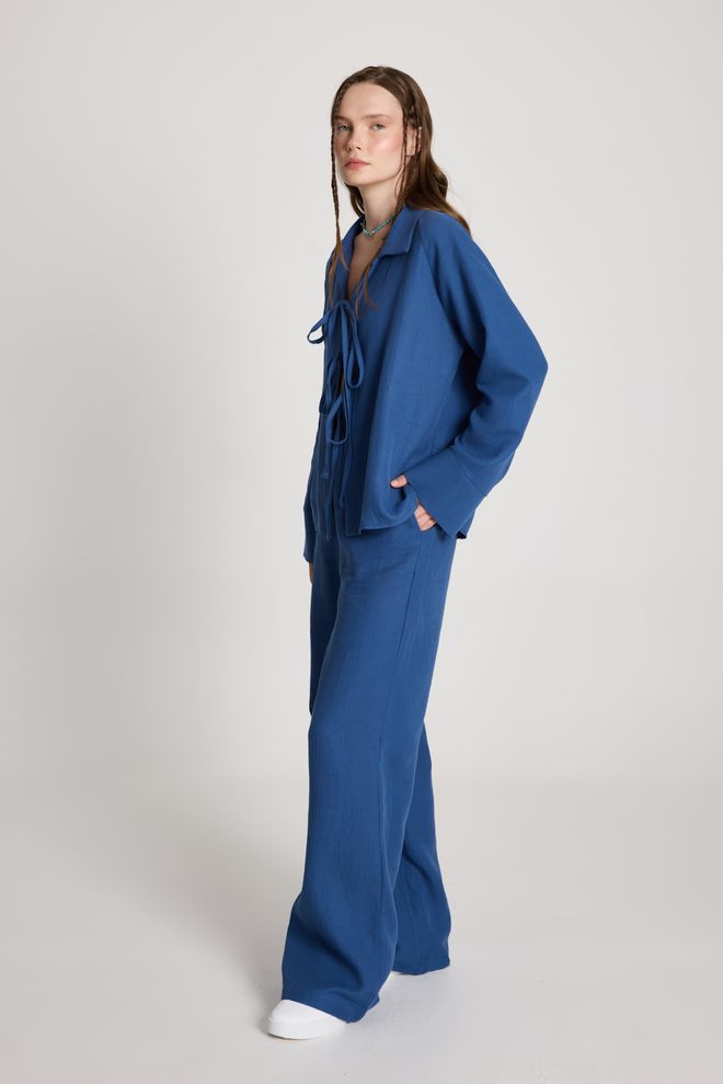 First Angels Blue Oversized Fit Suit With Notched Neck Wholesale Clothing Work