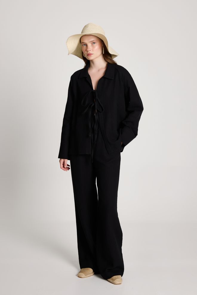 First Angels Black Suit With Notched Neck And Tie Closure Wholesale Clothing Casual