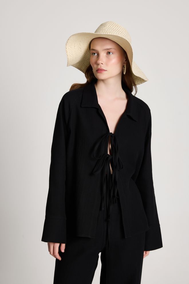 First Angels Черный Поставил С Зубчатой Шеей И Застежкой На Галстук Оптовая продажа одежды Формальный