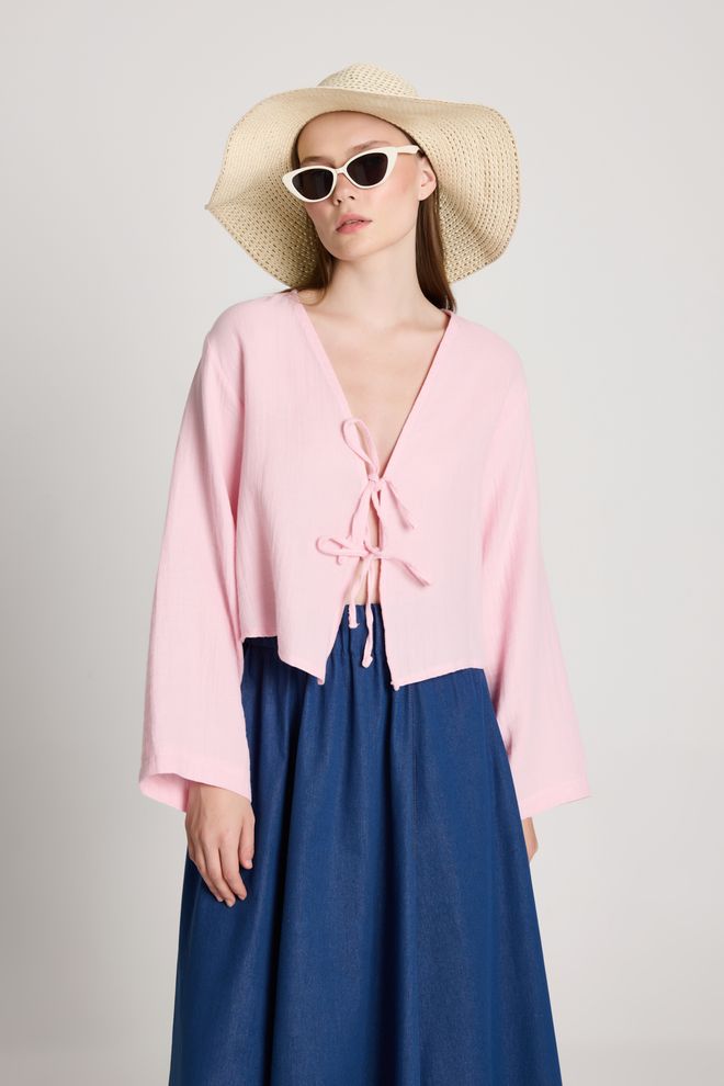 First Angels Chemisier Rose Décontracté Bohème Élégant Streetwear Modeste Vêtements en gros Modeste