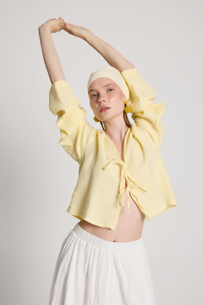 First Angels Yellow Casual Boho Elegant Blouse Wholesale Clothing Casual