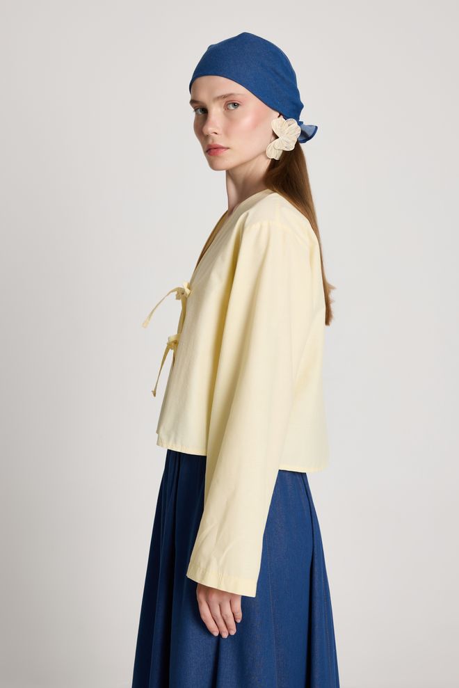 First Angels Camicetta Beige Etnica Elegante Con Collo Profondo Abbigliamento all'ingrosso Estate