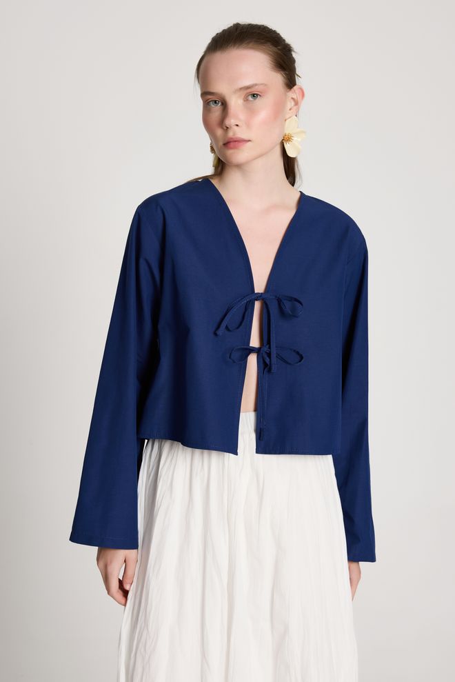 First Angels Marineblauwe Casual Elegante Blouse Groothandel Kleding Cocktail