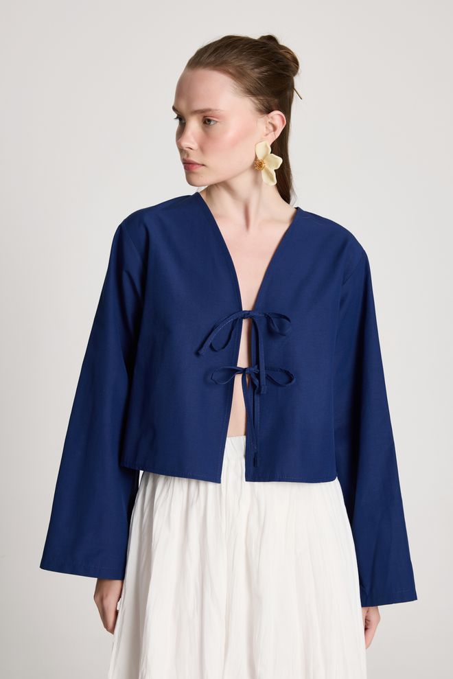 First Angels Navy Blue Casual Elegant Blouse Wholesale Clothing Casual