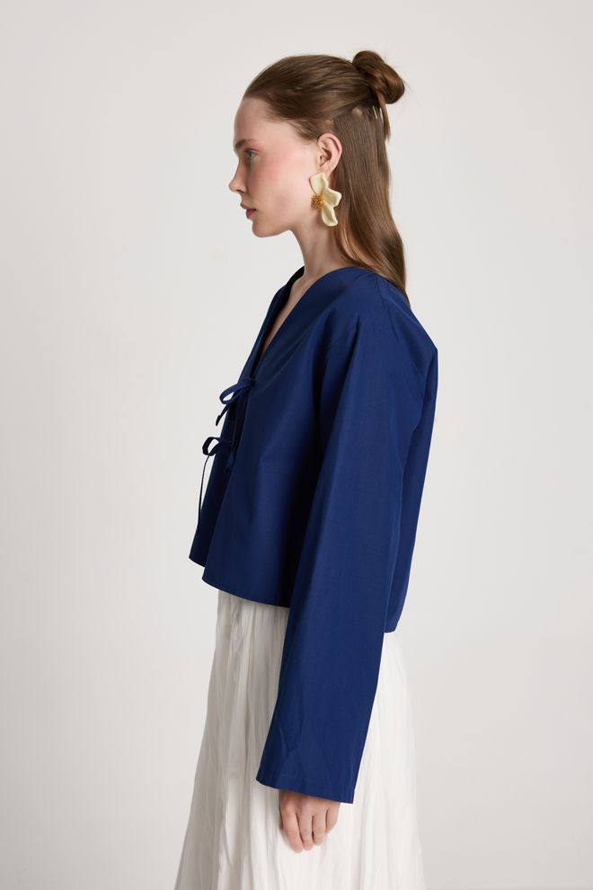 First Angels Marineblauwe Casual Elegante Blouse Groothandel Kleding 1