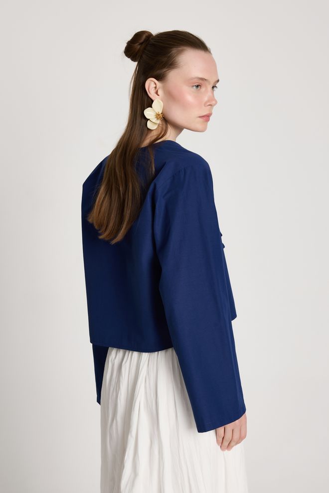 First Angels Marineblauwe Casual Elegante Blouse Groothandel Kleding Zomer