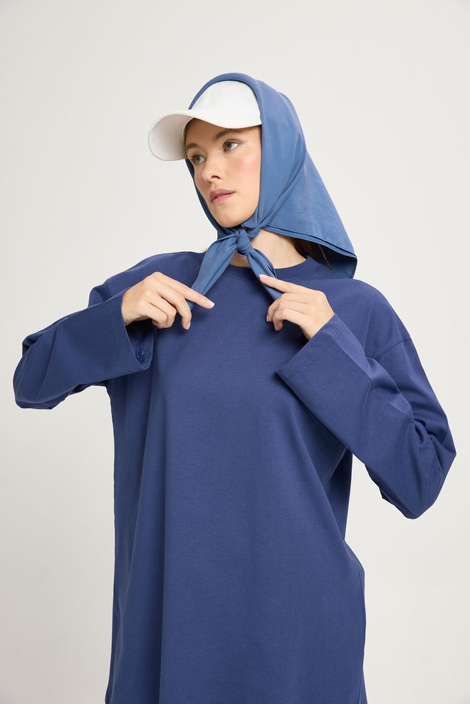 First Angels Azul marinho T Shirt Modesto Casual Com Ajuste Oversized Roupas por atacado 5