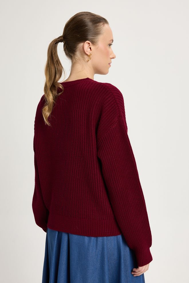 First Angels Claret Red Cardigan In Oversized Fit Wholesale Clothing Lounge