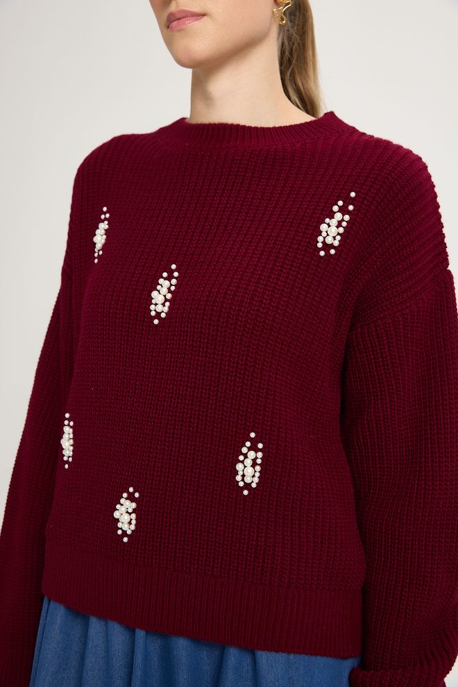 First Angels Claret Red Cardigan In Oversized Fit Wholesale Clothing Winter