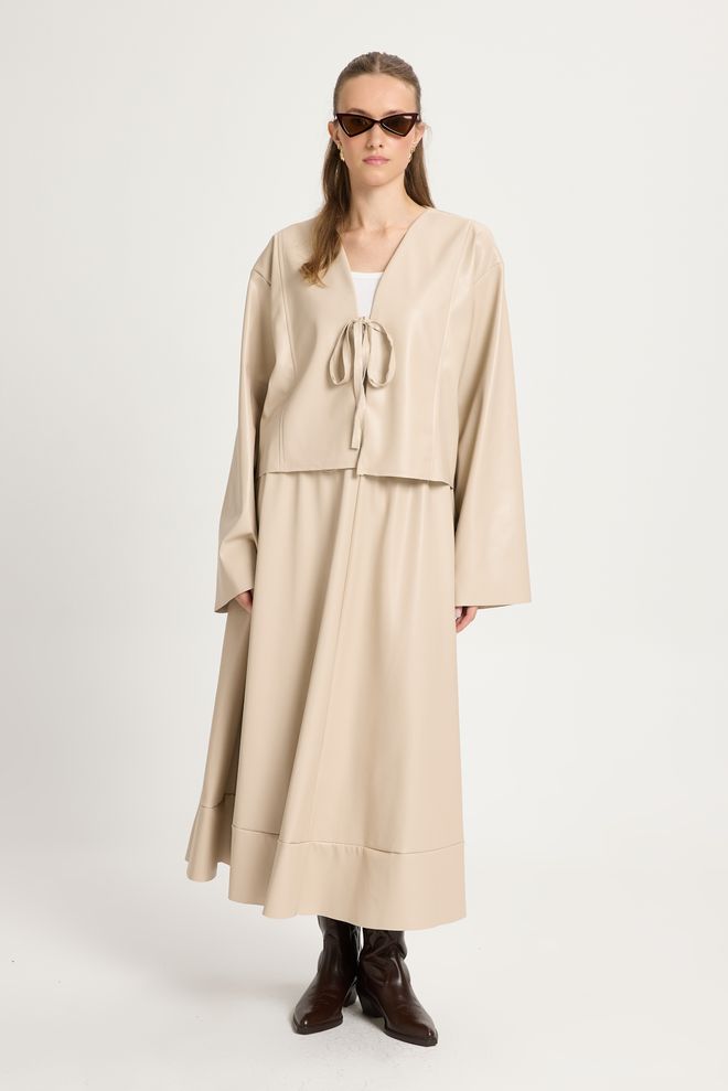 First Angels Veste Veste Courte À Cravate En Cuir Stone 30023 Vêtements en gros 0