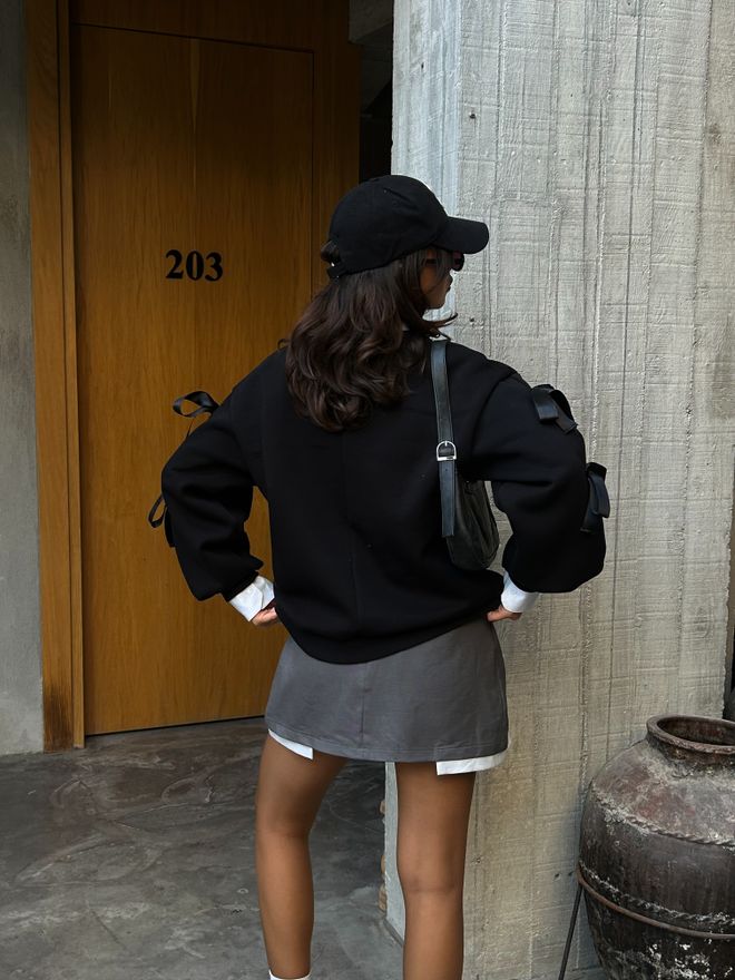 First Angels Sweatshirt Preto Oversize Com Decote Crew Roupas por atacado A relaxar