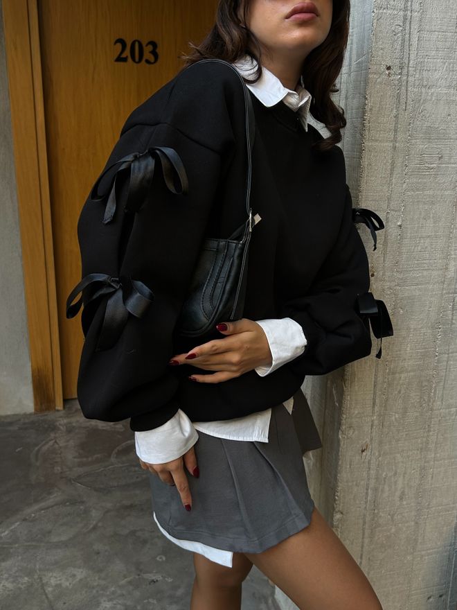 First Angels Sweatshirt Preto Oversize Com Decote Crew Roupas por atacado Inverno
