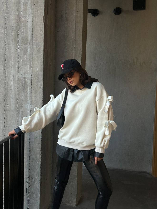 First Angels Sweatshirt Branco Oversized Com Decote Crew Roupas por atacado Inverno