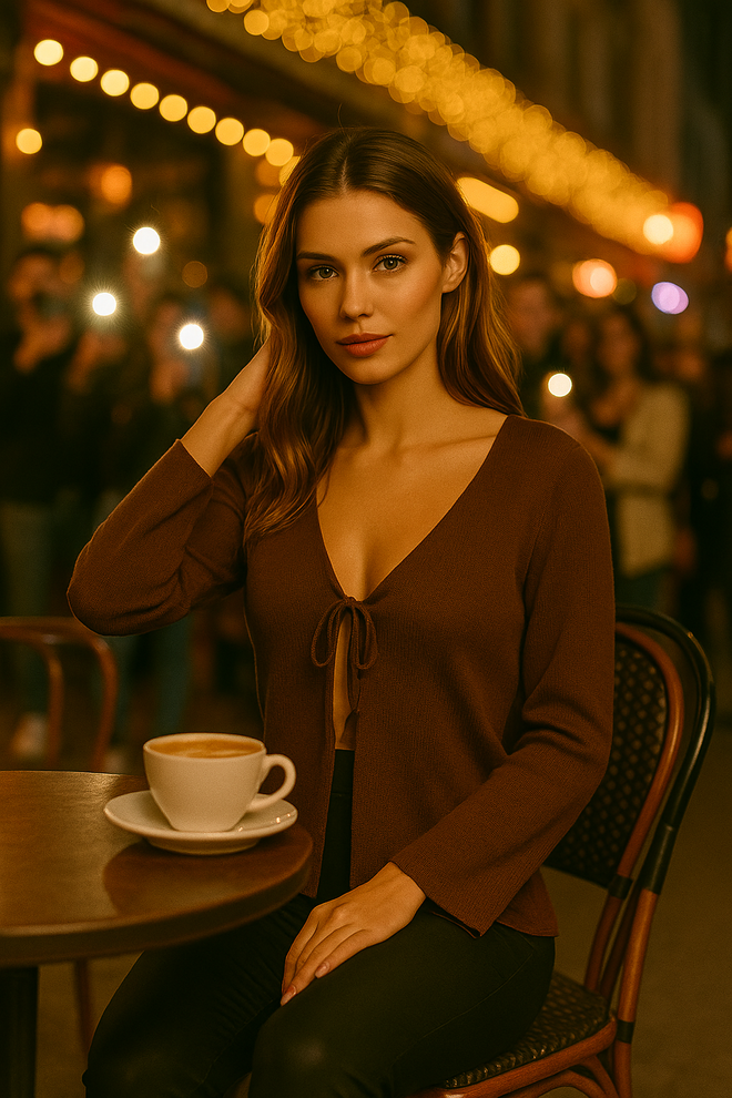 First Angels Tricotaje Tricotaje Maro Pentru Femei Cardigan Cu Cravată Frontală Cu Croială Largă 6246 Îmbrăcăminte cu ridicata 0