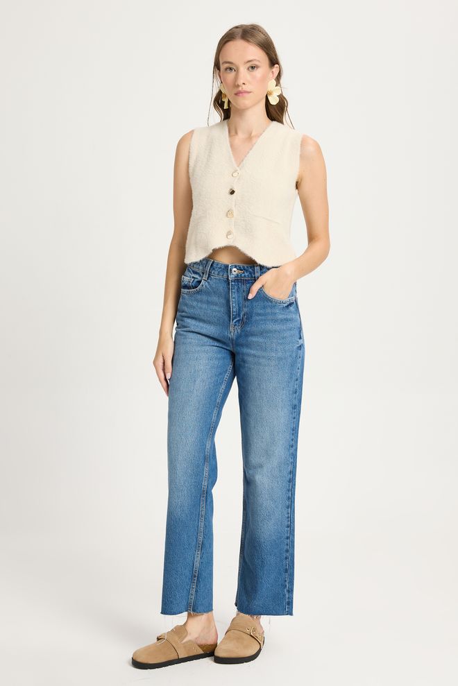 First Angels Beige Casual Elegant Modest Buttoned Crop Vest Wholesale Clothing 1