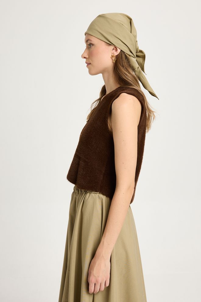 First Angels Brown Casual Elegant Vintage Crop Vest Wholesale Clothing Winter