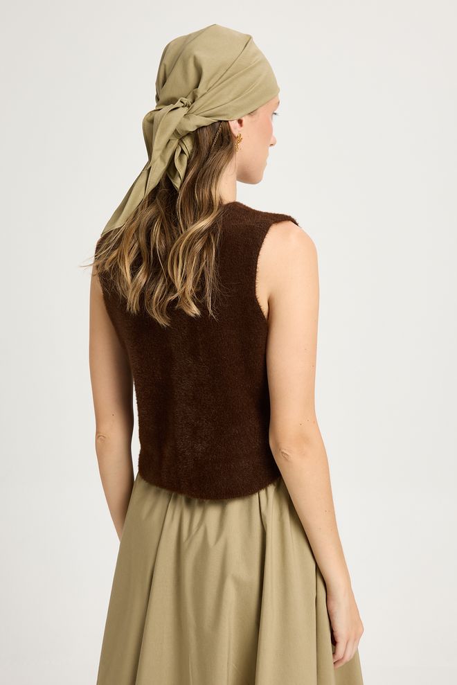 First Angels Brown Casual Elegant Vintage Crop Vest Wholesale Clothing Casual