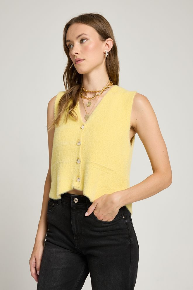 First Angels Yellow Casual Cute Preppy Elegant Vest Wholesale Clothing Work