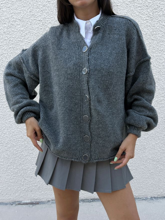 First Angels Tricotaje Cardigan Pentru Femei Tricot Supradimensionat Antracit Dirty Seuty 7000 Îmbrăcăminte cu ridicata 0