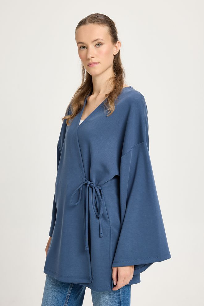 First Angels Modré Kimono Voľného Strihu S Extra Dlhými Rukávmi Veľkoobchod s oblečením Skromný