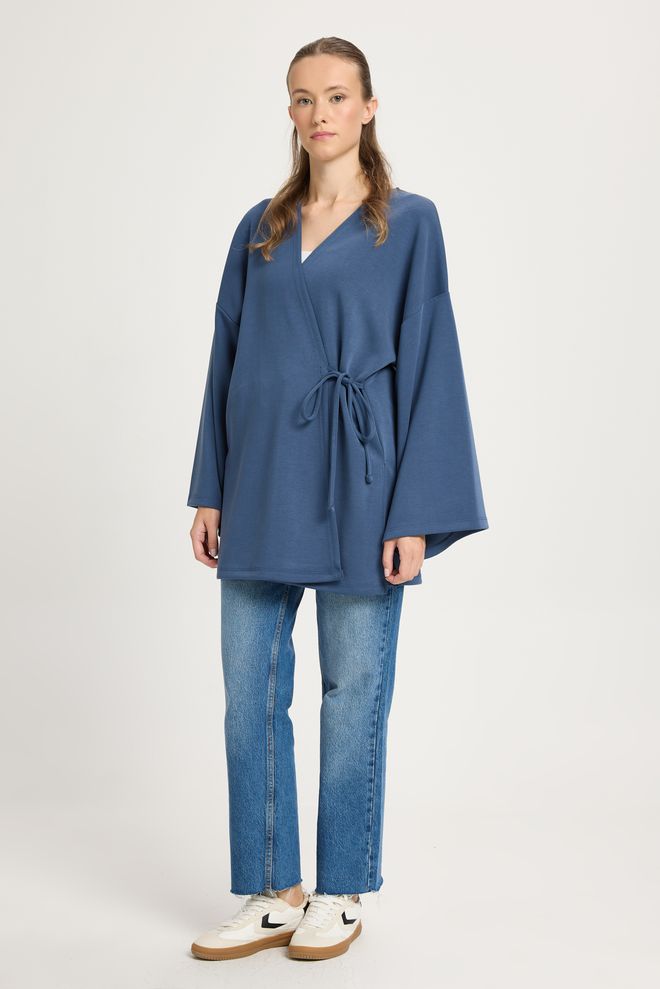 First Angels Plava Kimono Predimenzionirana S Ekstra Dugim Rukavima Veleprodaja odjeće Modal