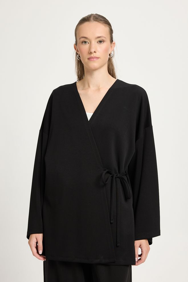 First Angels Kimono Noir Ethnique Élégant Grande Taille À Col En V Vêtements en gros Modeste