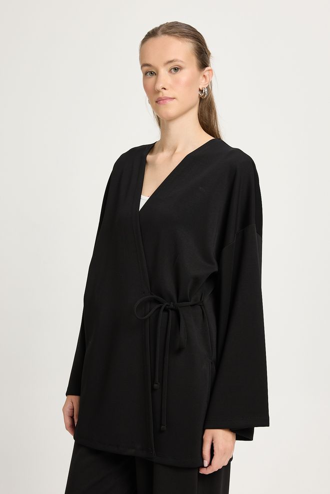 First Angels Black Ethnic Elegant Oversized Kimono Wholesale Clothing Modal