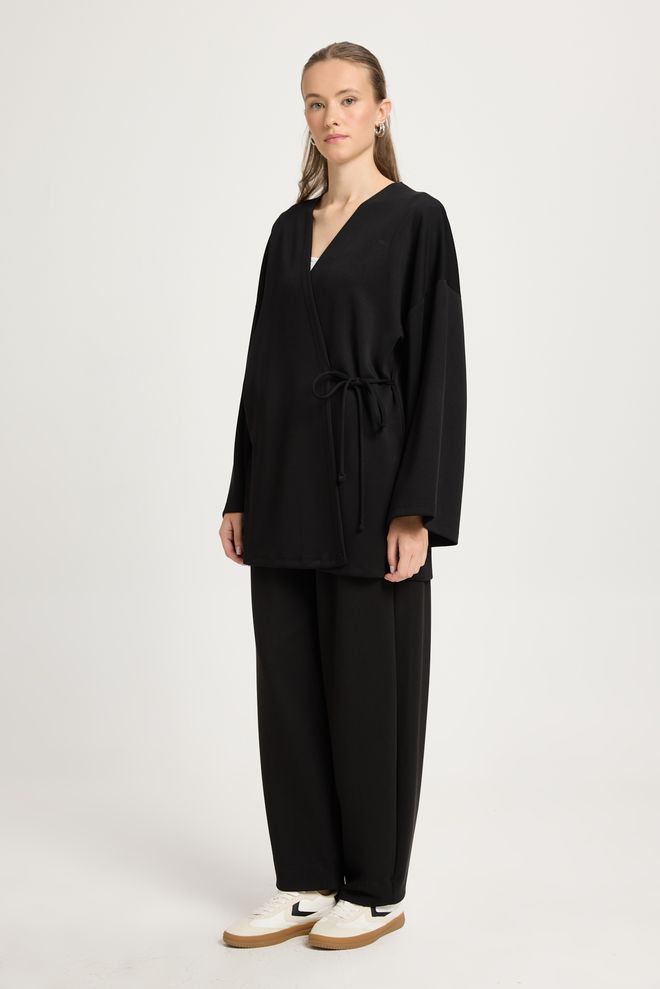 First Angels Black Ethnic Elegant Oversized Kimono Wholesale Clothing Lounge