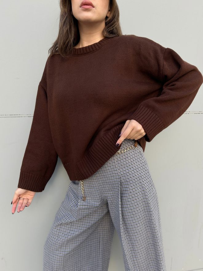 First Angels Pulover Maro Croială Supradimensionată Și Decolteu Rotund Îmbrăcăminte cu ridicata Casual