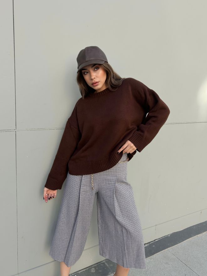 First Angels Pulover Maro Croială Supradimensionată Și Decolteu Rotund Îmbrăcăminte cu ridicata 1