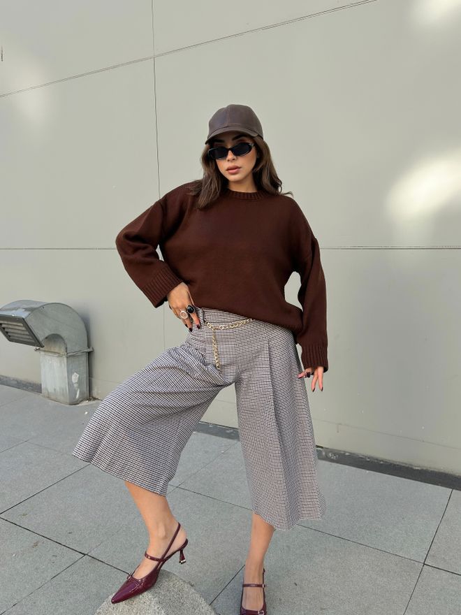 First Angels Pulover Maro Croială Supradimensionată Și Decolteu Rotund Îmbrăcăminte cu ridicata Lejer