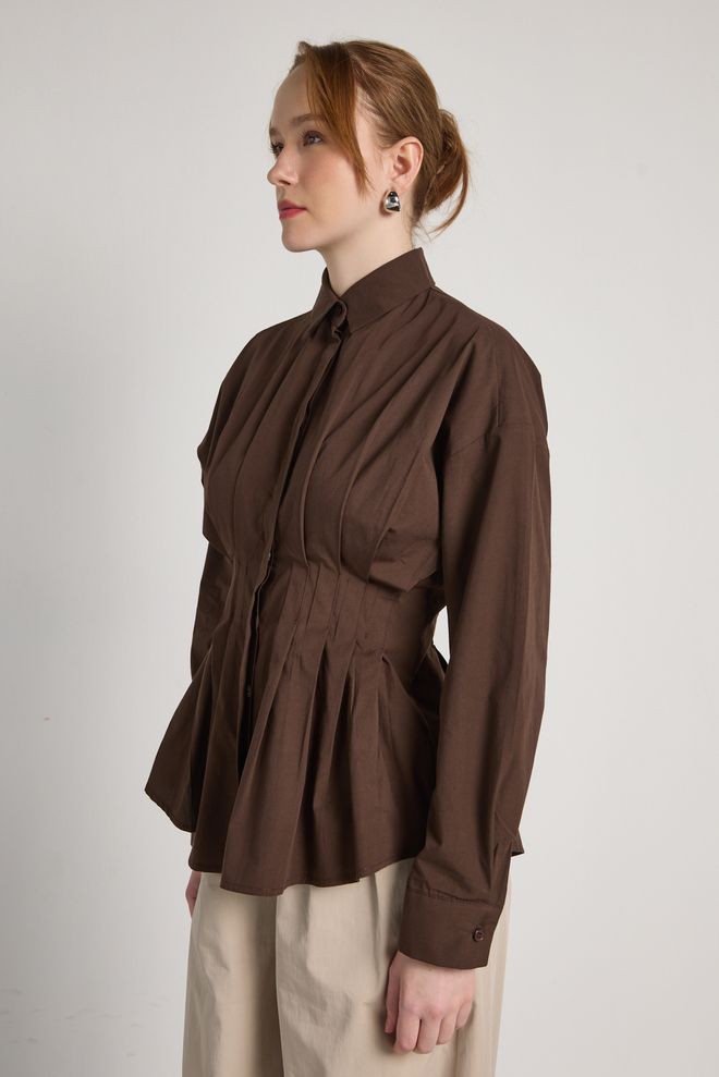 First Angels Brown Casual Elegant Formal Shirt Wholesale Clothing Summer