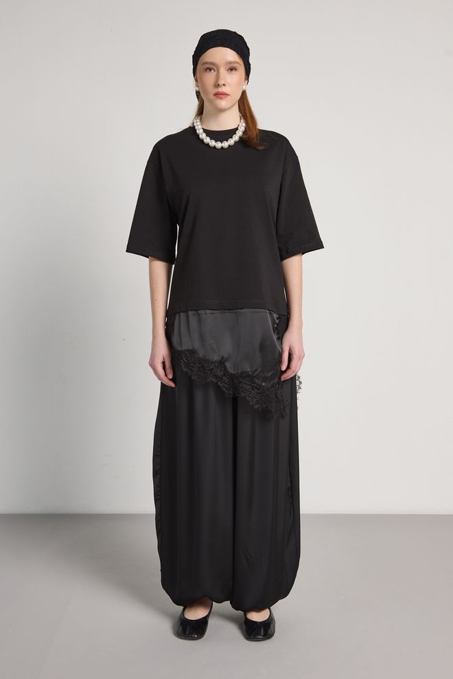 First Angels Preto Casual Modesto Elegante T Shirt Roupas por atacado Modesto