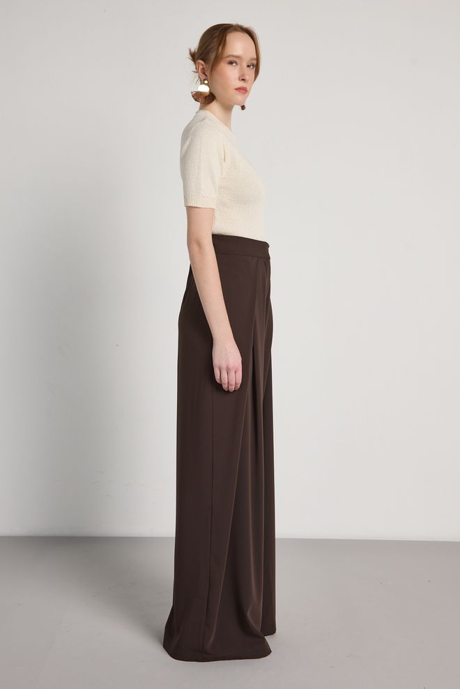 First Angels Brown Elegant Formal Vintage Casual Retro Palazzo Pants Wholesale Clothing Work