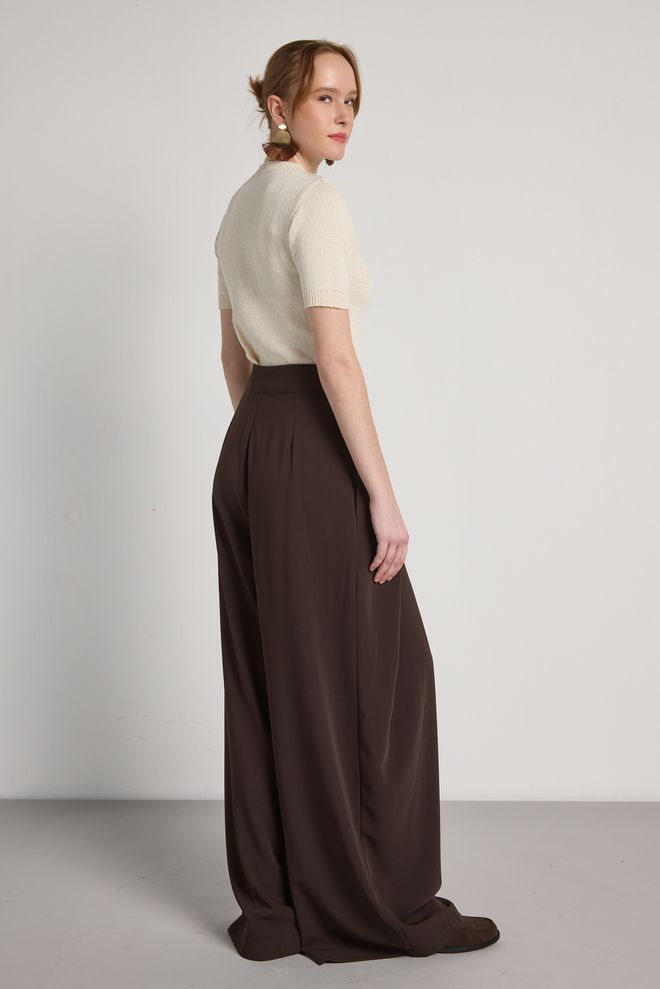 First Angels Brown Elegant Formal Vintage Casual Retro Palazzo Pants Wholesale Clothing Summer